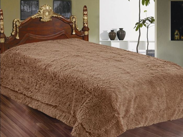 Wholesale faux fur blankets Milk Chocolate