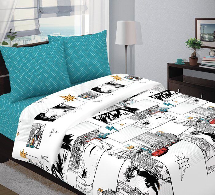 Bed linen calico Anime (blue) TT 1,5 sleep