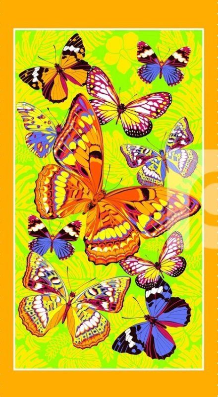 Bath waffle towel Butterflies Yellow (1 pc.)