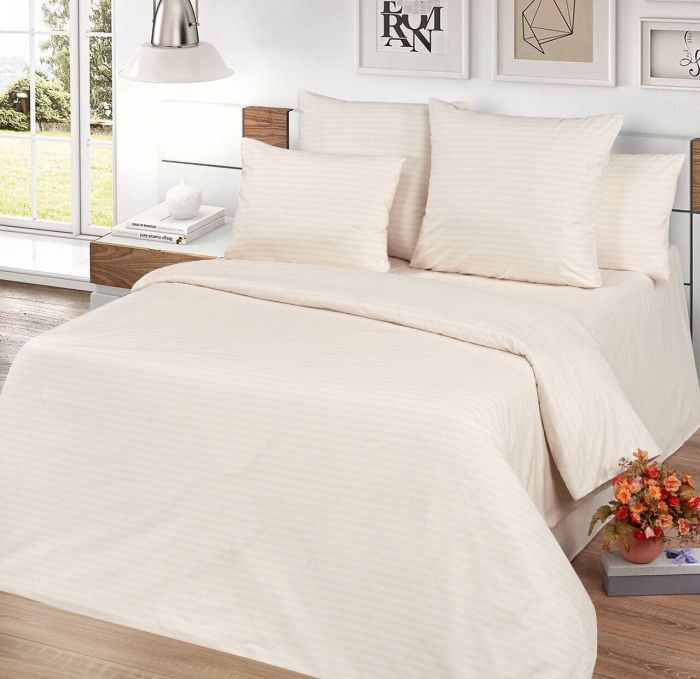 Stripe poplin Bed Linen Beige Mil 1.5 sp