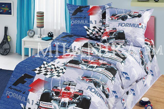 Bedding wholesale calico 1.5sp Children's drawings Formula 1 mil