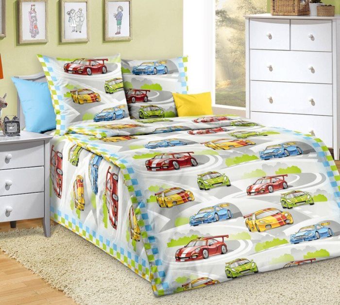 Bed linen calico 1,5sp Children's drawings Races