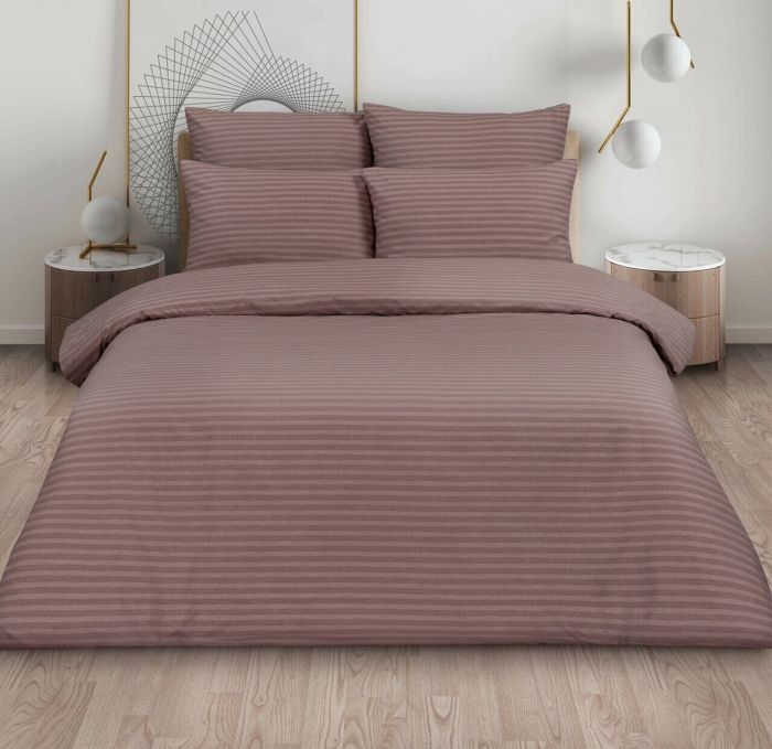 Stripe poplin bed linen Cocoa Mil 1.5 sleep