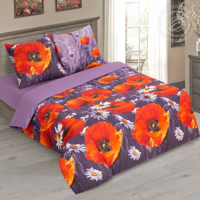 Bed Linen calico Scarlet Poppies ART