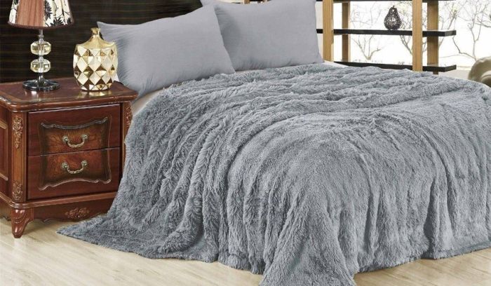 Wholesale faux fur blankets Gray