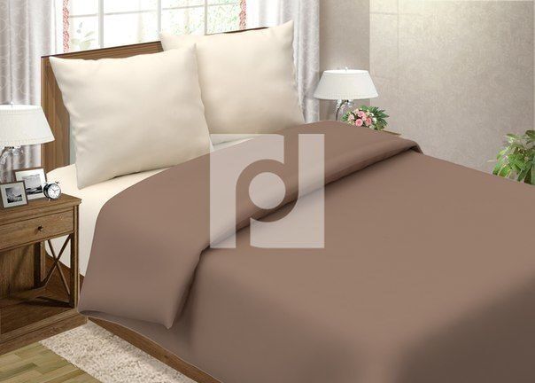 Poplin bed linen Mocha (sheet champagne) 1.5 sp