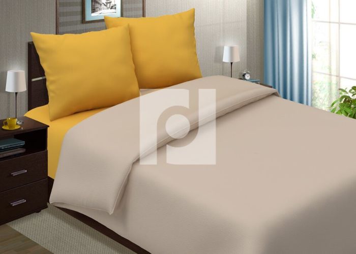 Poplin Bed Linen Walnut and Mustard 1.5 sleeps