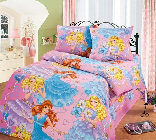 Wholesale calico bed linen 1.5sp Children's drawings Princess Pink