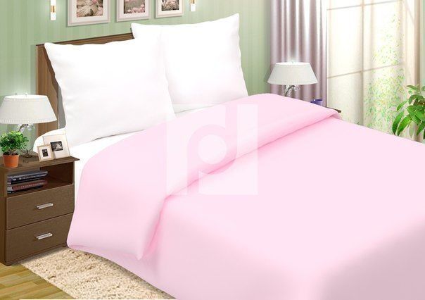 Poplin Bed Linen Pink (white sheet) 1.5 sp