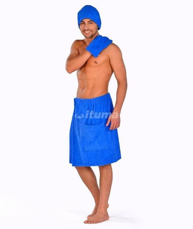 Set Sauna - terry towel + chalma and mittens. Men's