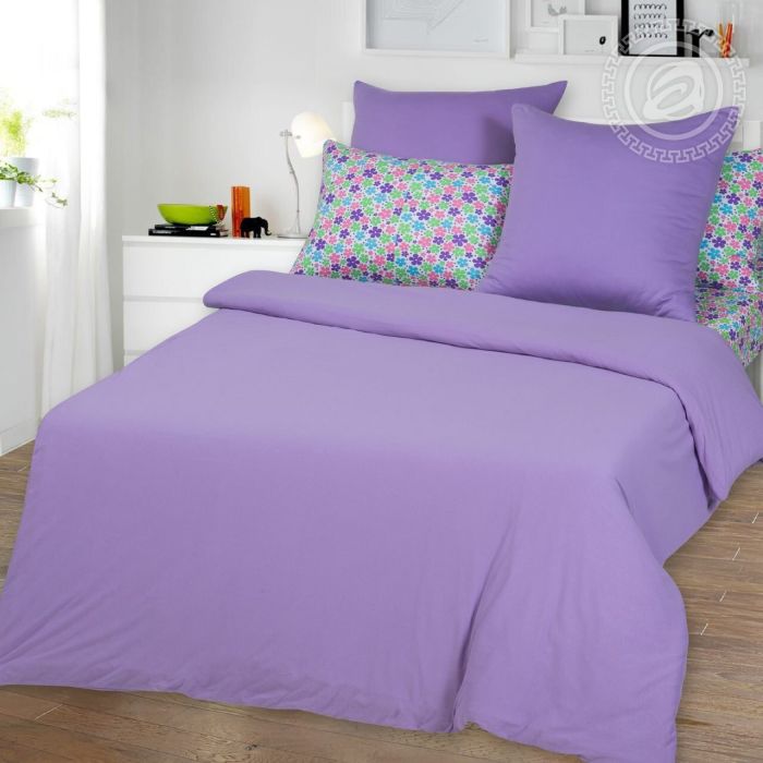 Zippered knitted duvet cover Lilac