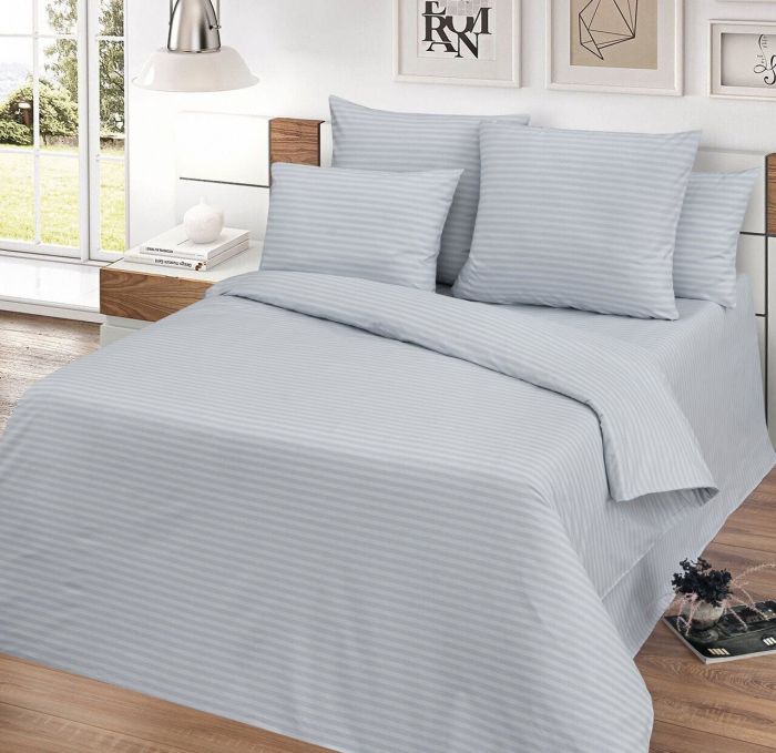 Stripe poplin bed linen Gray mil 1,5 sp