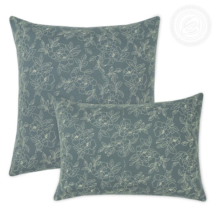 Green Flowers knitted pillowcases